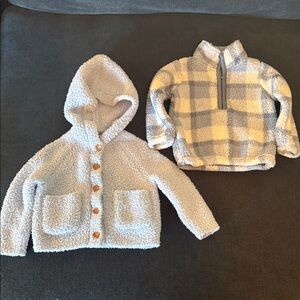 Cozy Posh Peanut Sherpa Hoodie and Plaid Carter’s Pullover Set